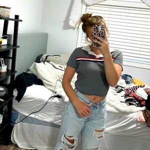 collard cropped shirt